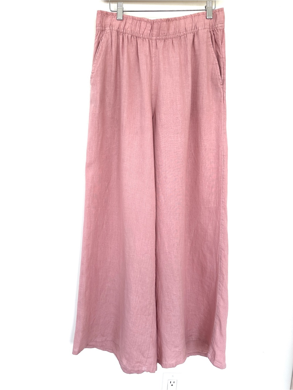 Sigrid Olsen Wide Leg Linen Pants in Dusty Rose, Elasticized Waist